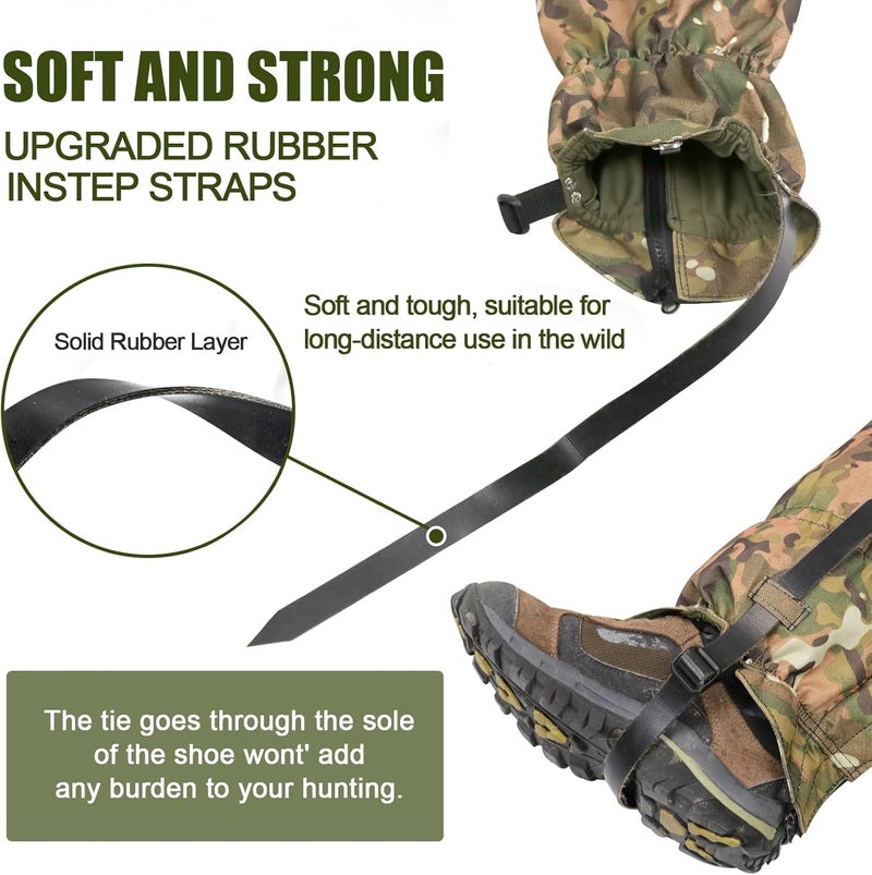 BZTAC Tactical Leg Gaiters High Gaiters Hunting Gaiters Knee Protection Anti-Tear Oxford Fabric Full Length Zip Waterproof Breathable Windproof for Outdoor Hunting Hiking Walking - Image 3
